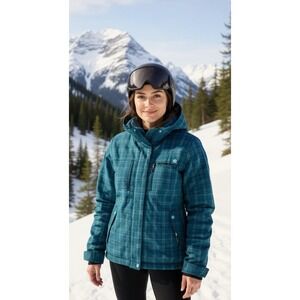Liquid Freerider Ski Coat Winter Coat Blue  Plaid Womans Size S/P